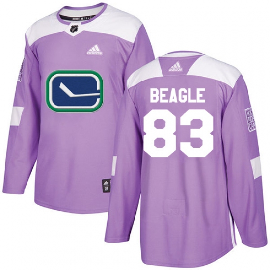Men's Adidas Vancouver Canucks #83 Jay Beagle Authentic Purple Fights Cancer Practice NHL Jersey - Ujersey