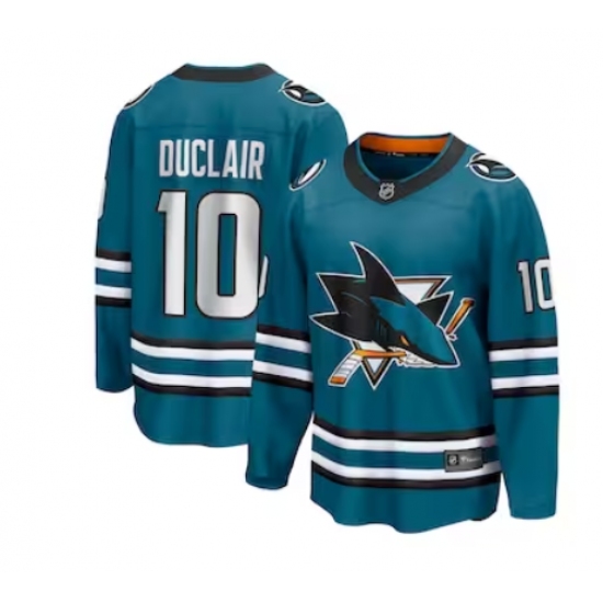 Men's San Jose Sharks #10 Anthony Duclair Fanatics Branded Teal Home Breakaway Jersey