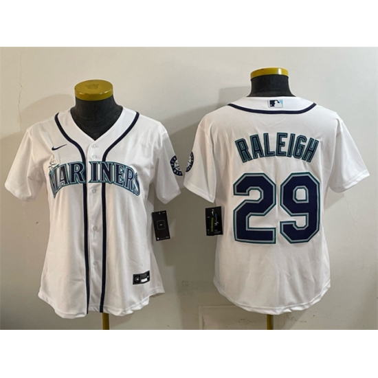 Youth Seattle Mariners #29 Cal Raleigh White Cool Base Stitched Baseball Jersey - Ujersey