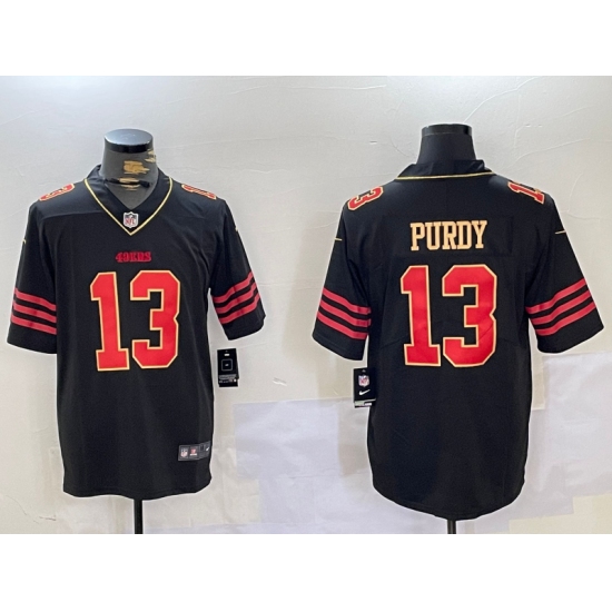Men's San Francisco 49ers #13 Brock Purdy Black Golden Edition Stitched Nike Limited Jersey - Ujersey