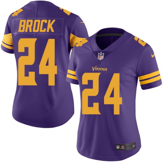 Women's Nike Minnesota Vikings #24 Tramaine Brock Limited Purple Rush Vapor Untouchable NFL Jersey - Ujersey