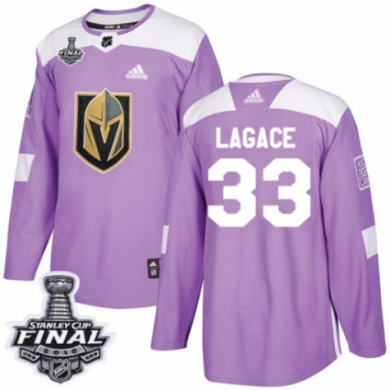 Youth Adidas Vegas Golden Knights #33 Maxime Lagace Authentic Purple Fights Cancer Practice 2018 Stanley Cup Final NHL Jersey - Ujersey
