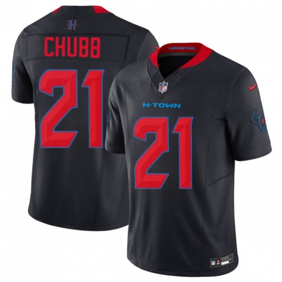 Men's Houston Texans #21 Nick Chubb Navy 2nd Alternate 2025 F.U.S.E. Vapor Limited Football Stitched Jersey - Ujersey
