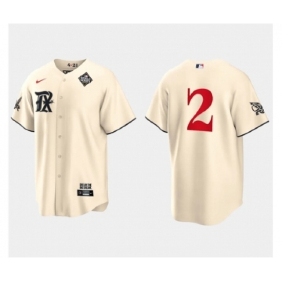 Men's Texas Rangers #2 Marcus Semien Cream 2023 World Series City Connect Stitched Baseball Jersey - Ujersey