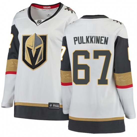 Women's Vegas Golden Knights #67 Teemu Pulkkinen Authentic White Away Fanatics Branded Breakaway NHL Jersey - Ujersey