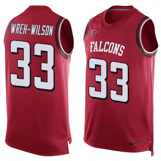 Men's Nike Atlanta Falcons #33 Blidi Wreh-Wilson Limited Red Player Name & Number Tank Top NFL Jersey - Ujersey