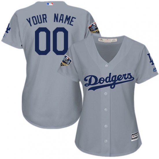 Women's Majestic Los Angeles Dodgers Customized Authentic Grey Road Cool Base 2018 World Series MLB Jersey - Ujersey