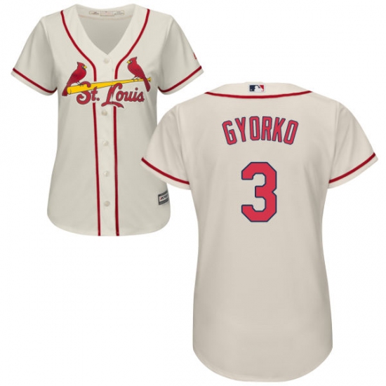 Women's Majestic St. Louis Cardinals #3 Jedd Gyorko Replica Cream Alternate Cool Base MLB Jersey - Ujersey