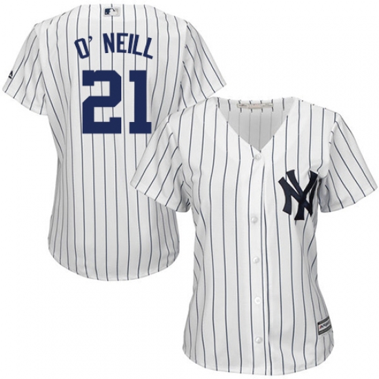 Women's Majestic New York Yankees #21 Paul O'Neill Replica White Home MLB Jersey - Ujersey