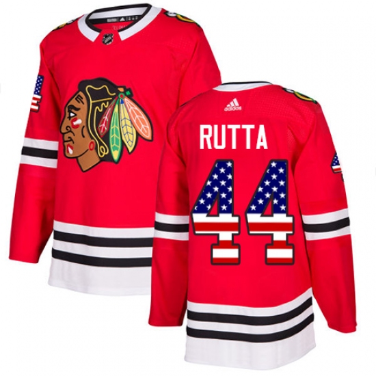 Youth Adidas Chicago Blackhawks #44 Jan Rutta Authentic Red USA Flag Fashion NHL Jersey - Ujersey