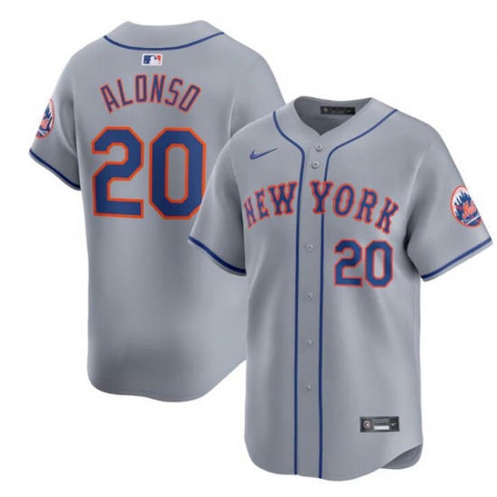 Men's New York Mets #20 Pete Alonso 2024 Gray Away Limited Stitched Baseball Jersey - Ujersey
