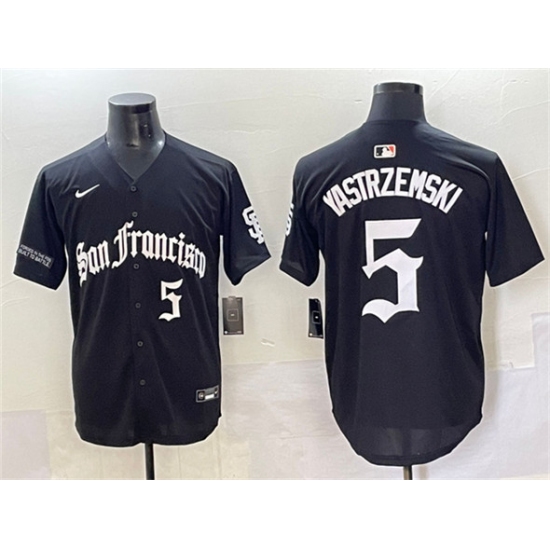 Men's San Francisco Giants #5 Mike Yastrzemski Black 'Gothic Fog Edition' Vapor Premier Limited Stitched Baseball Jersey - Ujersey