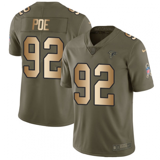 Youth Nike Atlanta Falcons #92 Dontari Poe Limited Olive/Gold 2017 Salute to Service NFL Jersey - Ujersey
