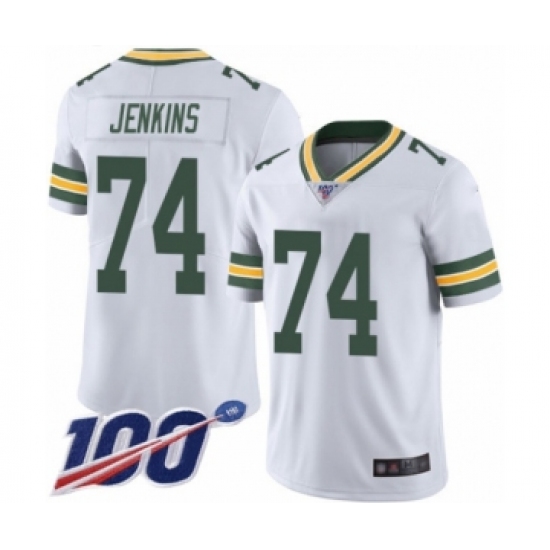 Men's Green Bay Packers #74 Elgton Jenkins White Vapor Untouchable Limited Player 100th Season Football Jersey - Ujersey