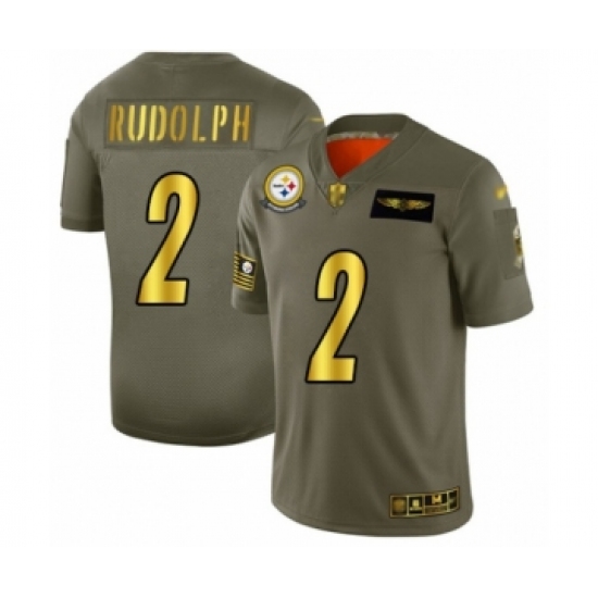 Men's Pittsburgh Steelers #2 Mason Rudolph Olive Gold 2019 Salute to Service Limited Player Football Jersey - Ujersey