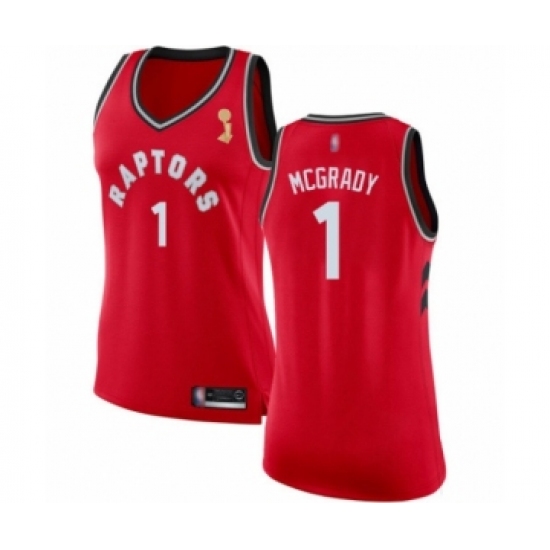 Women's Toronto Raptors #1 Tracy Mcgrady Swingman Red 2019 Basketball Finals Champions Jersey - Icon Edition - Ujersey
