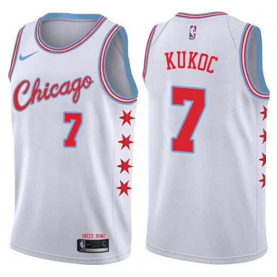 Men's Nike Chicago Bulls #7 Toni Kukoc Swingman White NBA Jersey - City Edition - Ujersey
