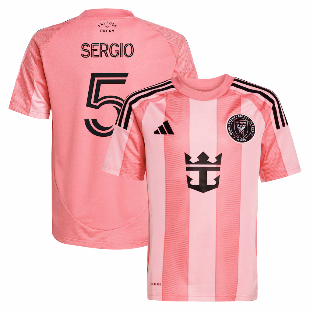 Youth Inter Miami CF Sergio Busquets adidas Light Pink 2025 Euforia Replica Player Jersey