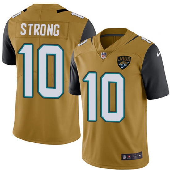 Men's Nike Jacksonville Jaguars #10 Jaelen Strong Limited Gold Rush Vapor Untouchable NFL Jersey - Ujersey