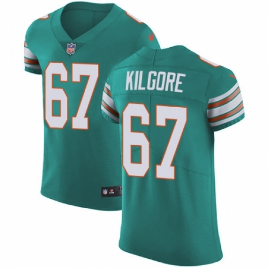 Men's Nike Miami Dolphins #67 Daniel Kilgore Aqua Green Alternate Vapor Untouchable Elite Player NFL Jersey - Ujersey