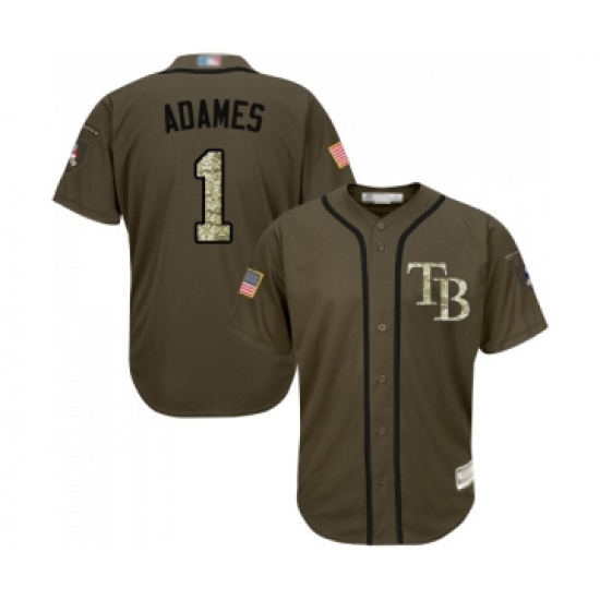 Youth Tampa Bay Rays #1 Willy Adames Authentic Green Salute to Service Baseball Jersey - Ujersey