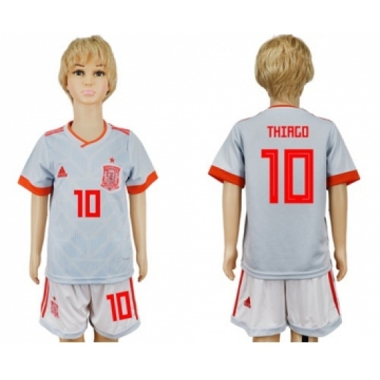Spain #10 Thiago Away Kid Soccer Country Jersey