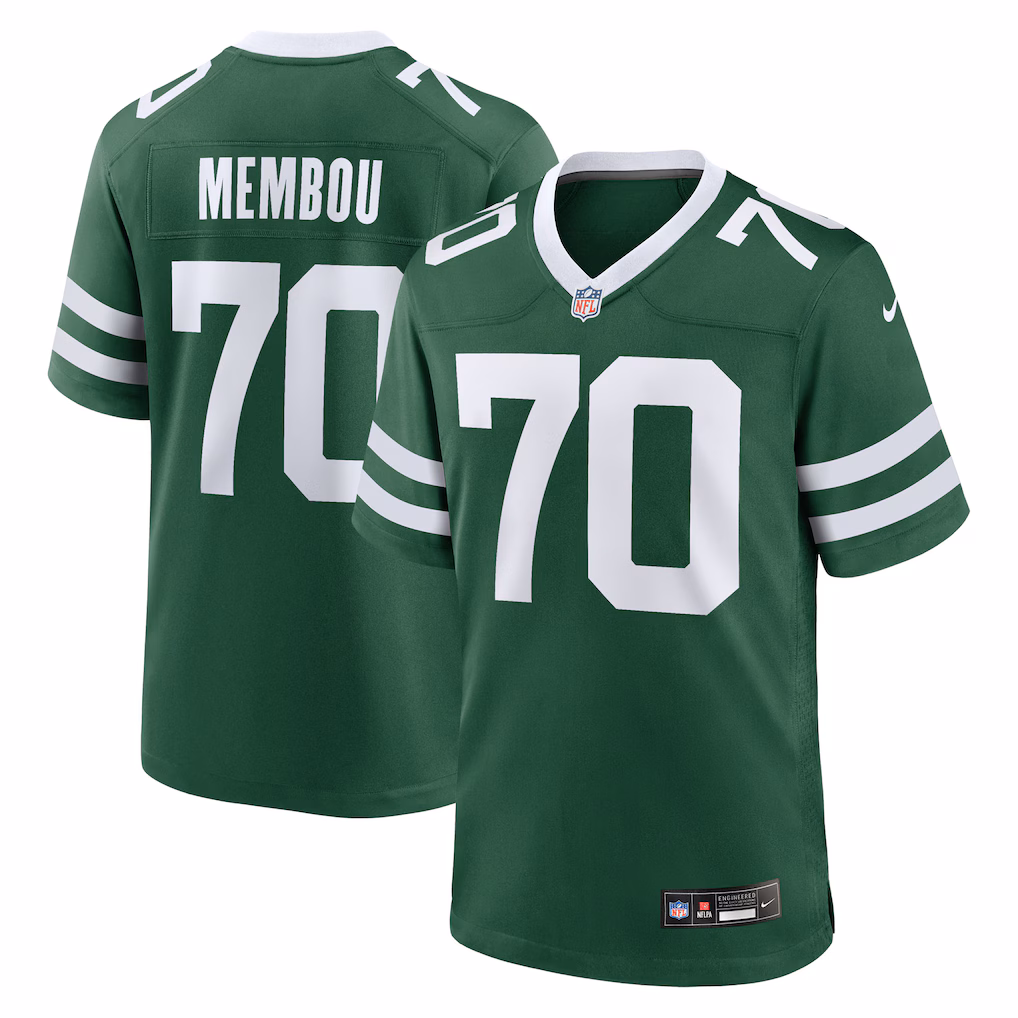 Men's New York Jets Armand Membou Nike Green Team Game Jersey