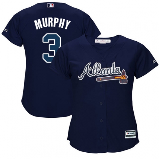Women's Majestic Atlanta Braves #3 Dale Murphy Authentic Blue Alternate Road Cool Base MLB Jersey - Ujersey