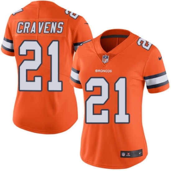 Women's Nike Denver Broncos #21 Su'a Cravens Limited Orange Rush Vapor Untouchable NFL Jersey - Ujersey