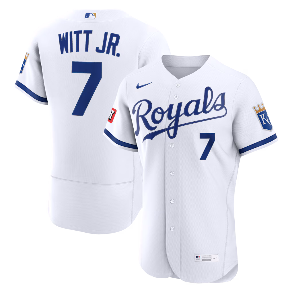Men's Kansas City Royals Bobby Witt Jr. Nike White Home Authentic Sponsor Patch Jersey - Ujersey