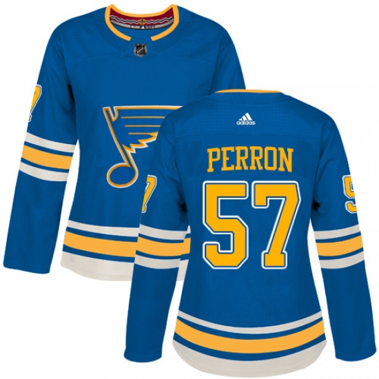 Women's Adidas St. Louis Blues #57 David Perron Authentic Navy Blue Alternate NHL Jersey - Ujersey