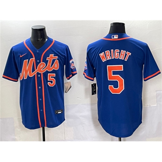 Men's New York Mets #5 David Wright Blue Cool Base Stitched Baseball Jersey - Ujersey