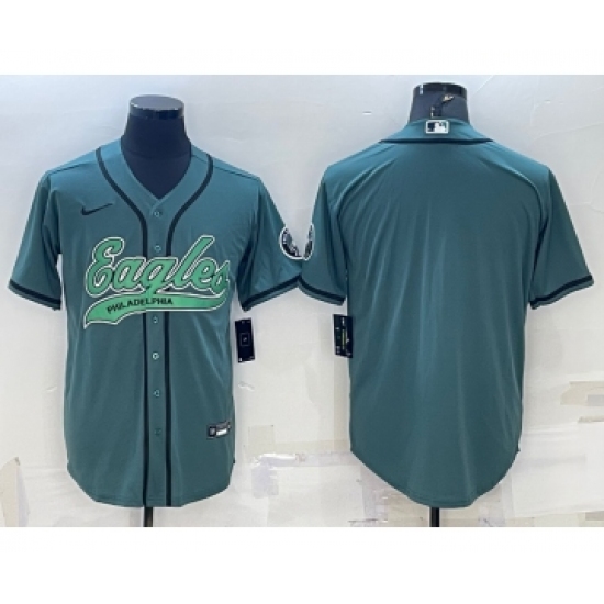 Men's Philadelphia Eagles Blank Green With Patch Cool Base Stitched Baseball Jersey - Ujersey