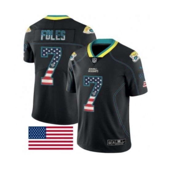 Men's Jacksonville Jaguars #7 Nick Foles Limited Black Rush USA Flag Football Jersey - Ujersey
