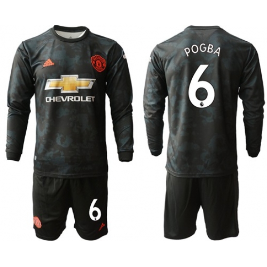 Manchester United #6 Pogba Third Long Sleeves Soccer Club Jersey