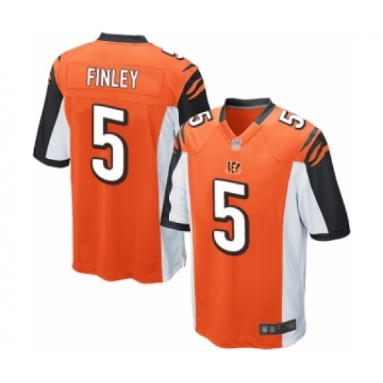 Men's Cincinnati Bengals #5 Ryan Finley Game Orange Alternate Football Jersey - Ujersey