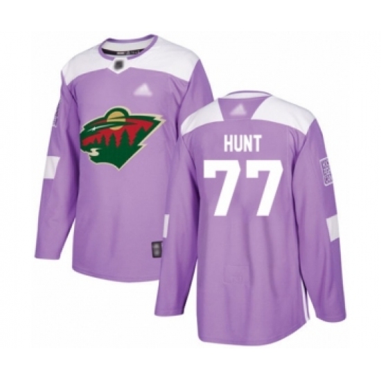Men's Minnesota Wild #77 Brad Hunt Authentic Purple Fights Cancer Practice Hockey Jersey - Ujersey