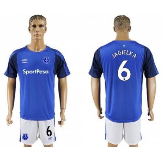 Everton #6 Jagielka Home Soccer Club Jersey