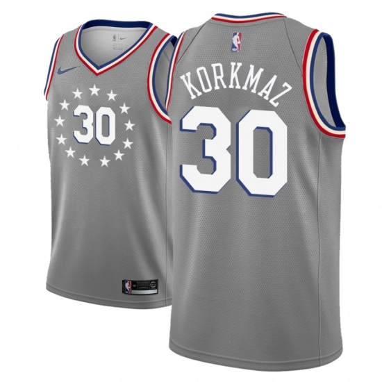 Men NBA 2018-19 Philadelphia 76ers #30 Furkan Korkmaz City Edition Gray Jersey - Ujersey