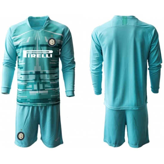 Inter Milan Blank Light Blue Goalkeeper Long Sleeves Soccer Club Jersey