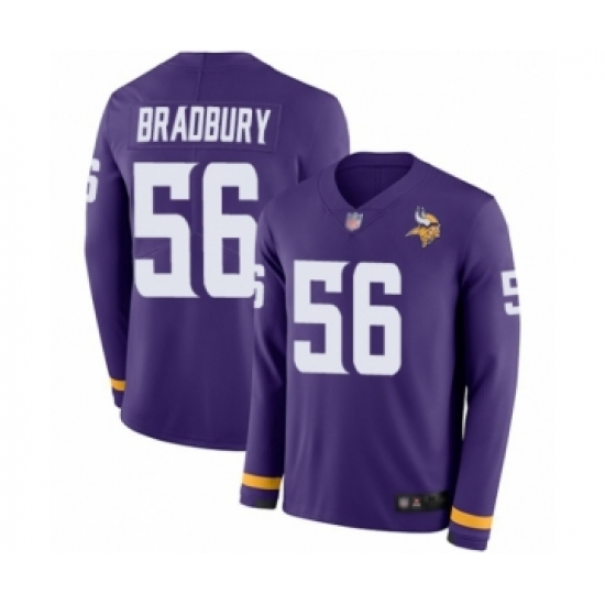 Youth Minnesota Vikings #56 Garrett Bradbury Limited Purple Therma Long Sleeve Football Jersey - Ujersey