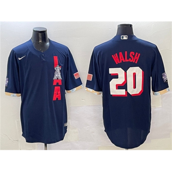 Men's Los Angeles Angels #20 Jared Walsh 2021 Navy All-Star Cool Base Stitched Baseball Jersey - Ujersey