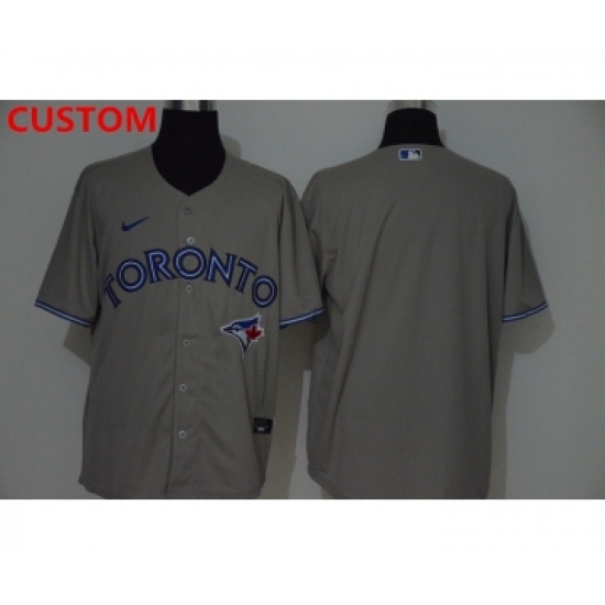 Men's Toronto Blue Jays Custom Gray Stitched MLB Cool Base Nike Jersey - Ujersey