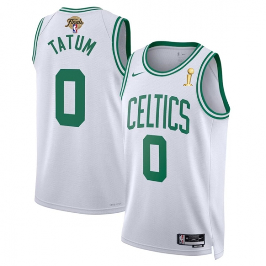 Men's Boston Celtics #0 Jayson Tatum White 2024 Finals Champions Association Edition Stitched Baseball Jersey - Ujersey