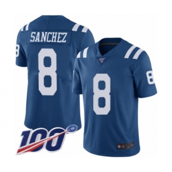 Men's Indianapolis Colts #8 Rigoberto Sanchez Limited Royal Blue Rush Vapor Untouchable 100th Season Football Jersey - Ujersey