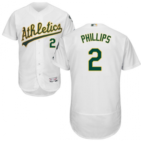 Men's Majestic Oakland Athletics #2 Tony Phillips White Home Flex Base Authentic Collection MLB Jersey - Ujersey