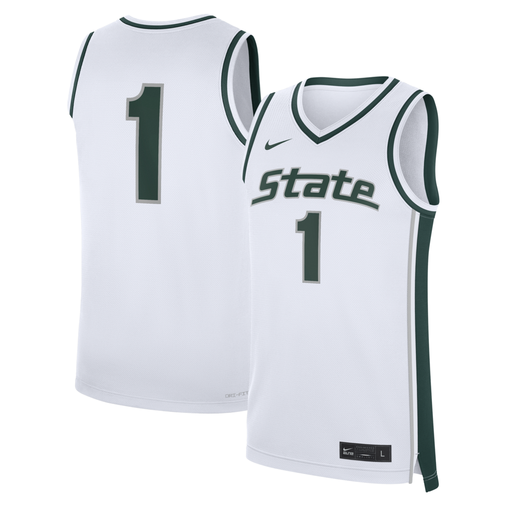 Men's Nike White Michigan State Spartans #1 Alternate Replica Basketball Jersey - Ujersey