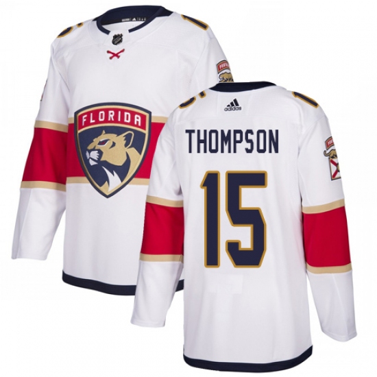 Men's Adidas Florida Panthers #15 Paul Thompson Authentic White Away NHL Jersey - Ujersey