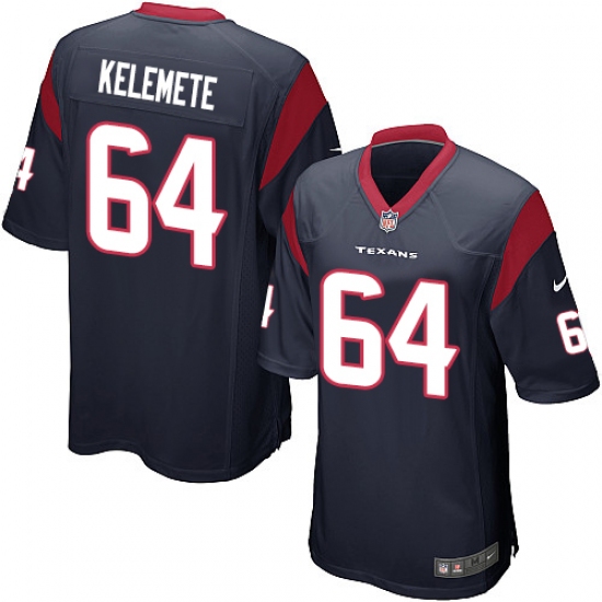 Men's Nike Houston Texans #64 Senio Kelemete Game Navy Blue Team Color NFL Jersey - Ujersey