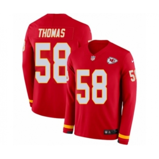 Youth Nike Kansas City Chiefs #58 Derrick Thomas Limited Red Therma Long Sleeve NFL Jersey - Ujersey